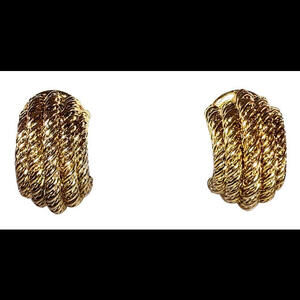 Christian Dior Gold Plated Twisted Rope Half Hoop Earrings